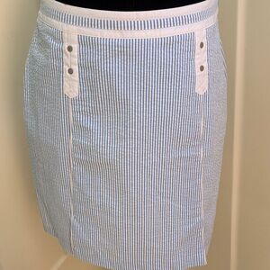 NWT FAIRWAY AND GREENE blue and White Seersucker Pencil Skort -